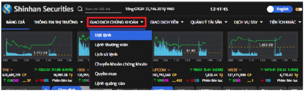 Cách giao dịch trên Website CTCK Shinhan bank